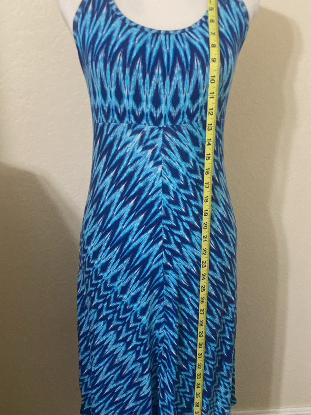 Dakini Blue Multi-Tone Patterned Racerback Maxi Dress